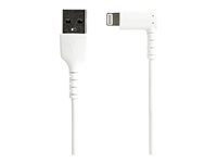 StarTech.com Câble USB-A vers Lightning Blanc Robuste 1m Coudé à 90° - Câble de Charge/Synchronisation USB Type A vers Lightning en Fibre Aramide Résistante - Apple MFi - iPhone (RUSBLTMM1MWR) - Câble Lightning - Lightning mâle incliné pour USB mâle - 1 m - double blindage - blanc RUSBLTMM1MWR