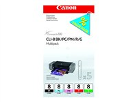 Canon CLI Value Pack 8 Multipack - 13 ml - noir, cyan, magenta, rouge, vert - original - réservoir d'encre - pour PIXMA Pro9000, Pro9000 Mark II 0620B027