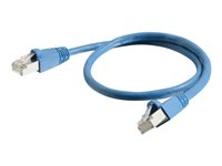 C2G Cat6a Booted Shielded (STP) Network Patch Cable - Cordon de raccordement - RJ-45 (M) pour RJ-45 (M) - 0.5 m - STP - CAT 6a - moulé, sans crochet, bloqué - bleu 89907