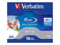 Verbatim - 10 x BD-R DL - 50 Go 6x - surface imprimable par jet d'encre - boîtier CD 43736