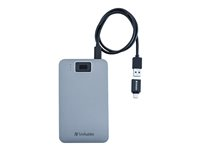 Verbatim Executive Fingerprint Secure - Disque dur - chiffré - 2 To - externe (portable) - USB 3.2 Gen 1 (USB-C connecteur) - AES 256 bits 53653