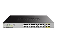 D-Link DGS 1026MP - Commutateur - non géré - 24 x 10/100/1000 (PoE) + 2 x SFP Gigabit combiné - de bureau, Montable sur rack - PoE (370 W) DGS-1026MP