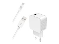 BigBen Connected - Adaptateur secteur - 100 % de plastique recyclé - 2.4 A - Smart IC (USB) - sur le câble : Micro-USB - blanc CS24AACBLMICRW