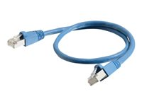 C2G Cat6a Booted Shielded (STP) Network Patch Cable - Cordon de raccordement - RJ-45 (M) pour RJ-45 (M) - 7 m - STP - CAT 6a - moulé, sans crochet, bloqué - bleu 89913