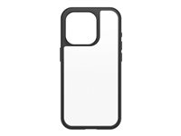 OtterBox React Series - Coque de protection pour téléphone portable - polycarbonate, caoutchouc synthétique - cristal noir (incolore/noir) - pour Apple iPhone 15 Pro 77-92753